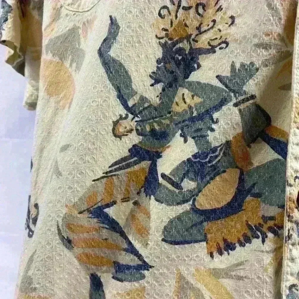 Tommy Bahama  Hula Dancer Men's Button-Up Shirt Medium Yellow - Picture 3 of 5